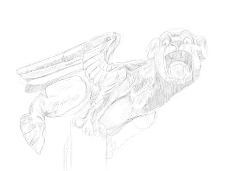 Pencil Drawing of a gargoyle 12 13 I go over the drawing defining the line 