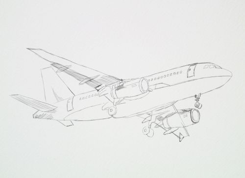Airplane Drawings in Pencil
