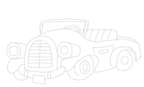 old time car cartoon drawing