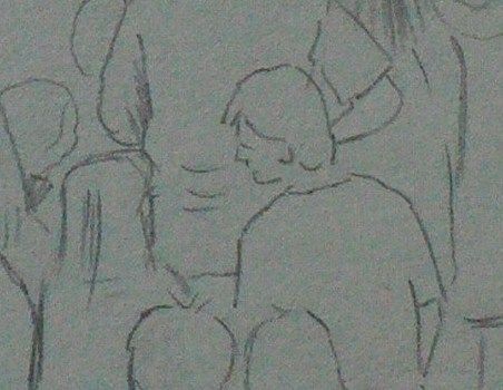 People, Lamp post, Trees. simple one line sketch of people walking by me :  r/Sketch