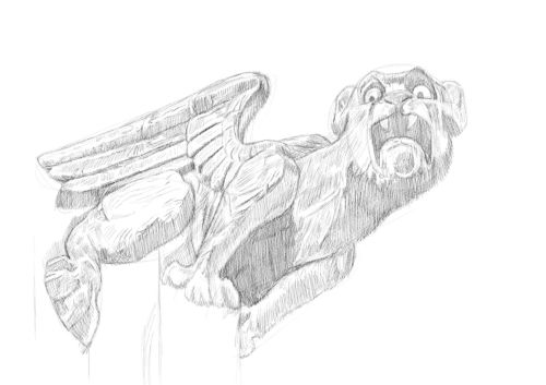 Pencil Drawing of a gargoyle 13